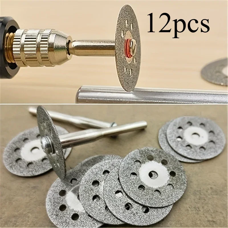 12 Stuks 22 Mm Diamantdoorslijpschijf 3 Mm Slijpschijf Doorn Voor Metaal Snijden Rotary Tool Elektrische Grinder onderdelen