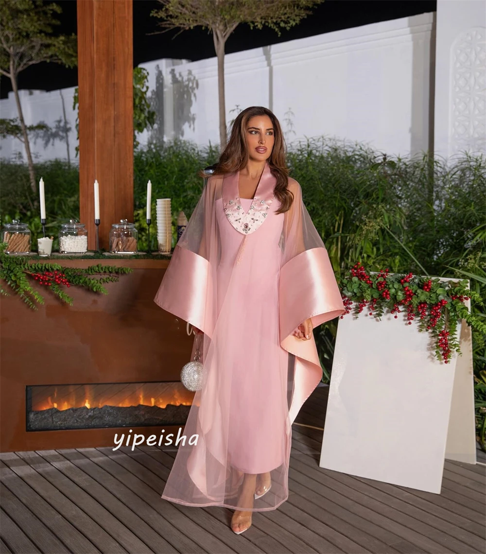 ปรับแต่งประดับด้วยลูกปัด Draped งานแต่งงาน A-Line V คอ Bespoke โอกาสชุด Midi ชุด