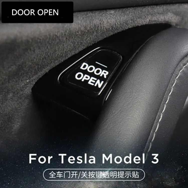 Pegatinas luminosas para puerta Tesla Model 3 Y, pegatina de recordatorio de botón de salida, pasta fluorescente, accesorios para coche modelo 3 2017-2020