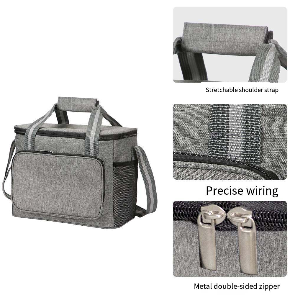 Large Insulated Lunch Bag Black Waterproof Leak-proof Thickened Handheld/Shoulder Carry Outdoor Picnic Lunch Bag