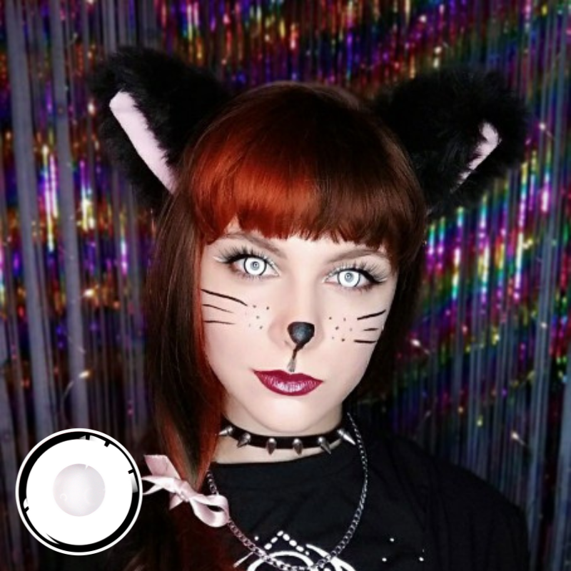 UYAAI 2 Stück Halloween bunte Kontaktlinsen Anime Cosplay Augenlinsen bunte Linsen Linsen weiß schwarz rote Linsen