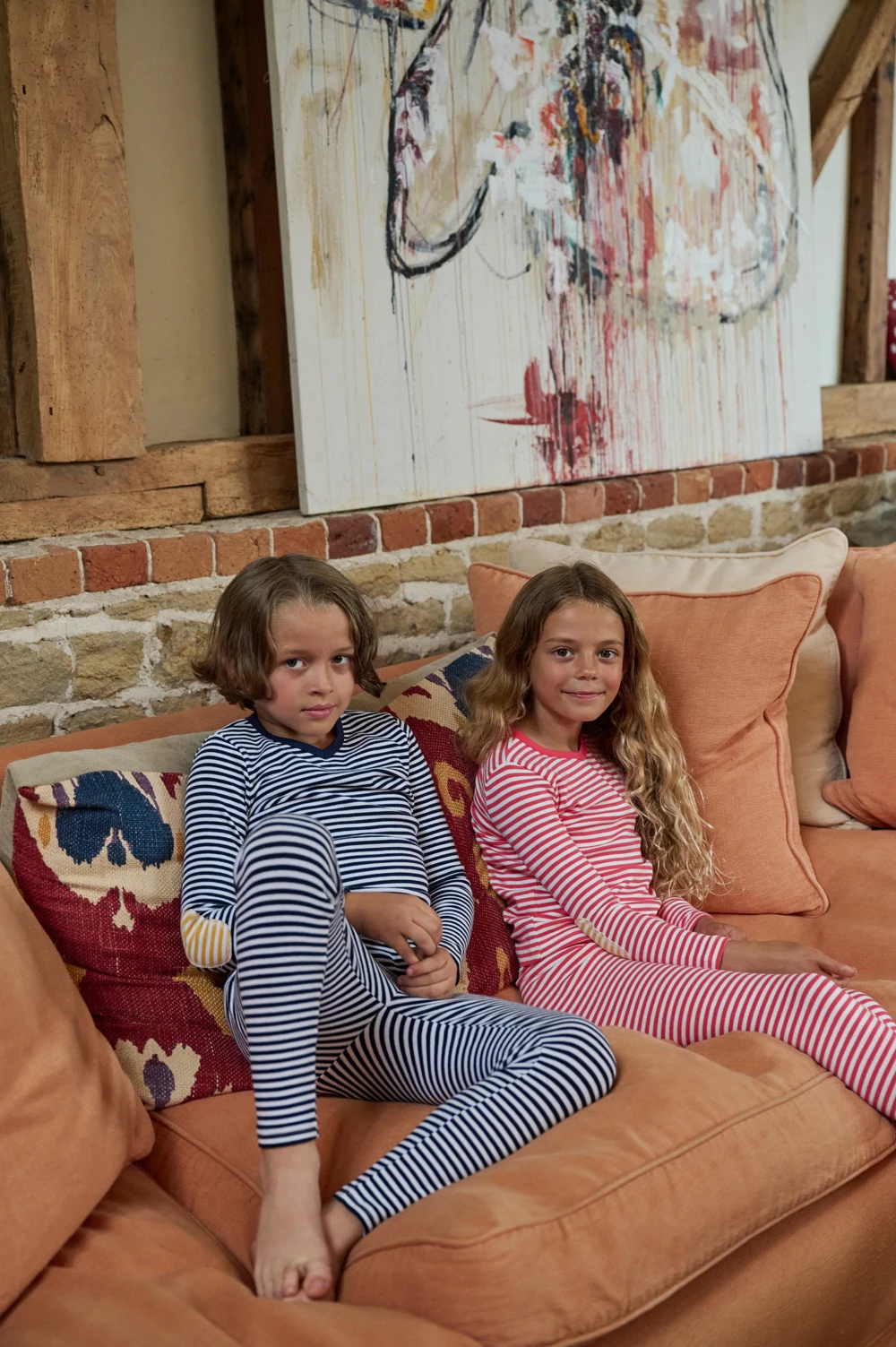AS 2025 new autumn kids clothes set cotton striped pjs teen girl baby family clothes