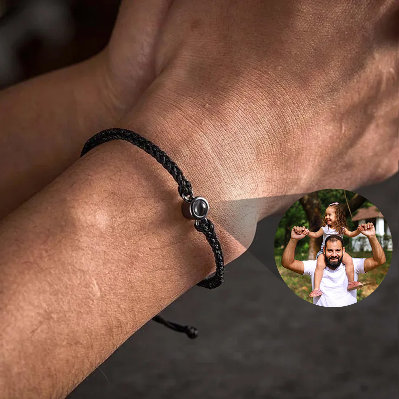 Atacado pulseiras de projeção masculinas de aço inoxidável pulseiras de projeção personalizadas pulseiras de fotos tecidas presentes comemorativos