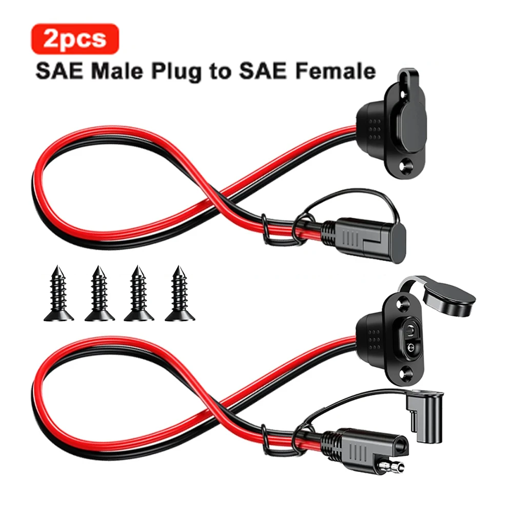 SAE Conector Rápido Chicote Adaptador SAE Plugue Macho para Cabo de Soquete Fêmea 1FT 12AWG Cabo de Extensão SAE