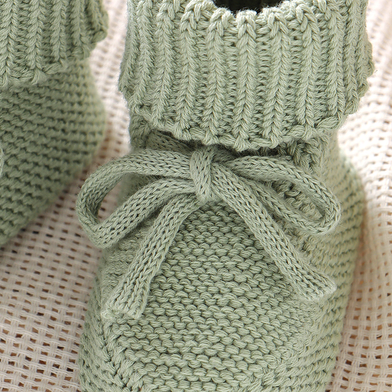 Baby Schuhe Stricken Baumwolle Neugeborenen Spaziergang Bett Schuhe Kleinkind Kind Kleidung Zubehör 0-18M Kleinkind Jungen Mädchen stiefel Mode Krawatte Solide