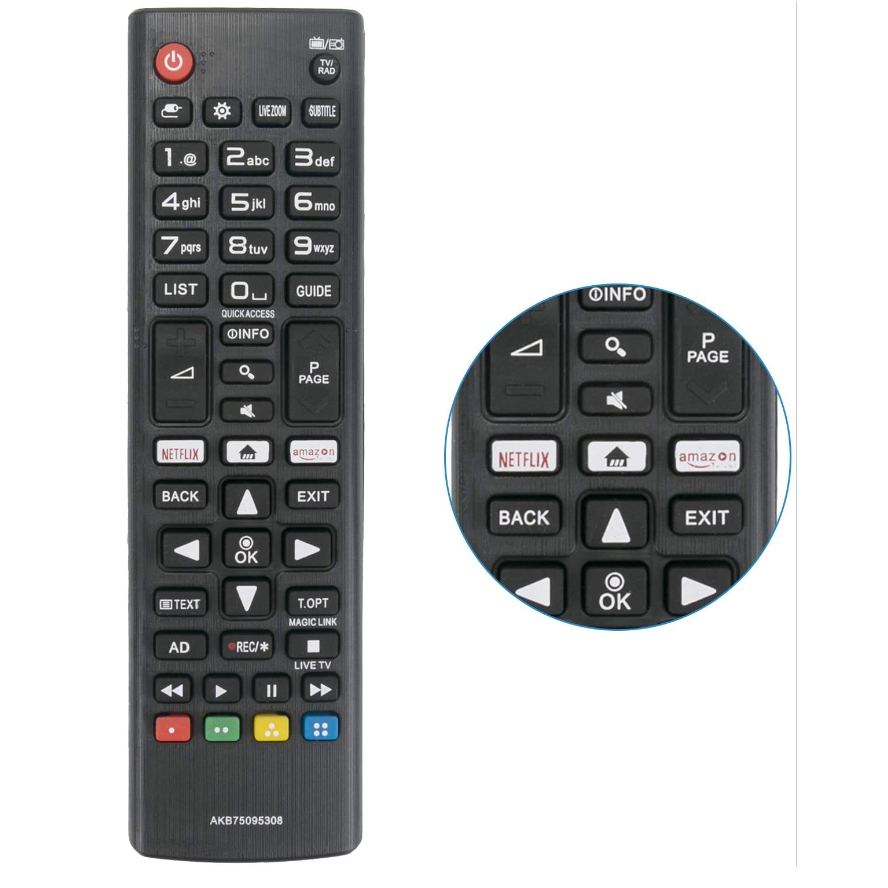 AKB DE CONTROLE REMOTO ABS DE ALTA QUALIDADE 75095308 PARA TV SMART LG 433MHZ