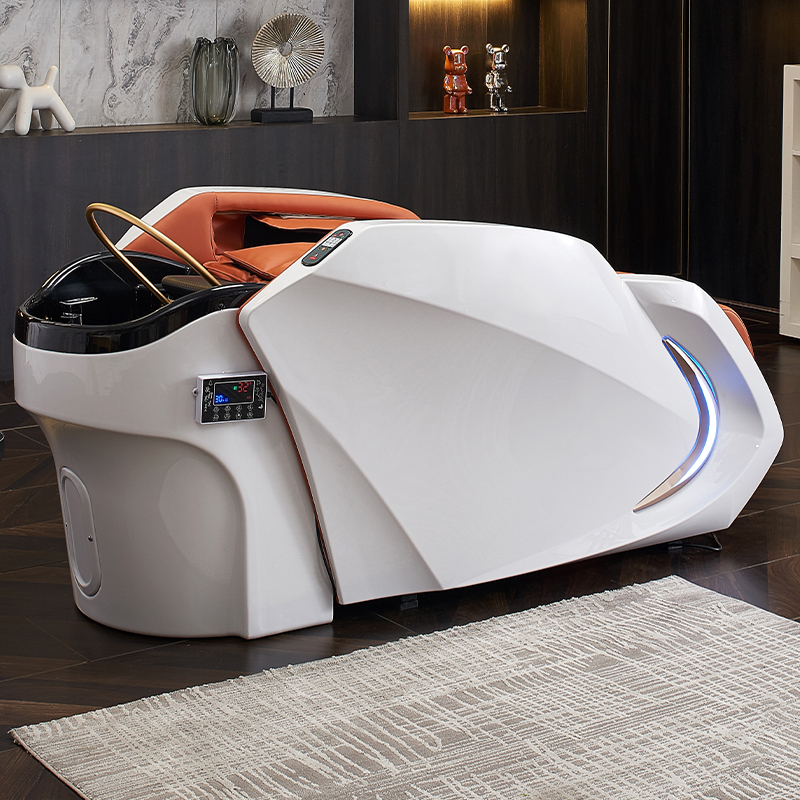 Cama de champú de masaje eléctrico para peluquería, tratamiento de cabeza, fumigación, lavado automático
