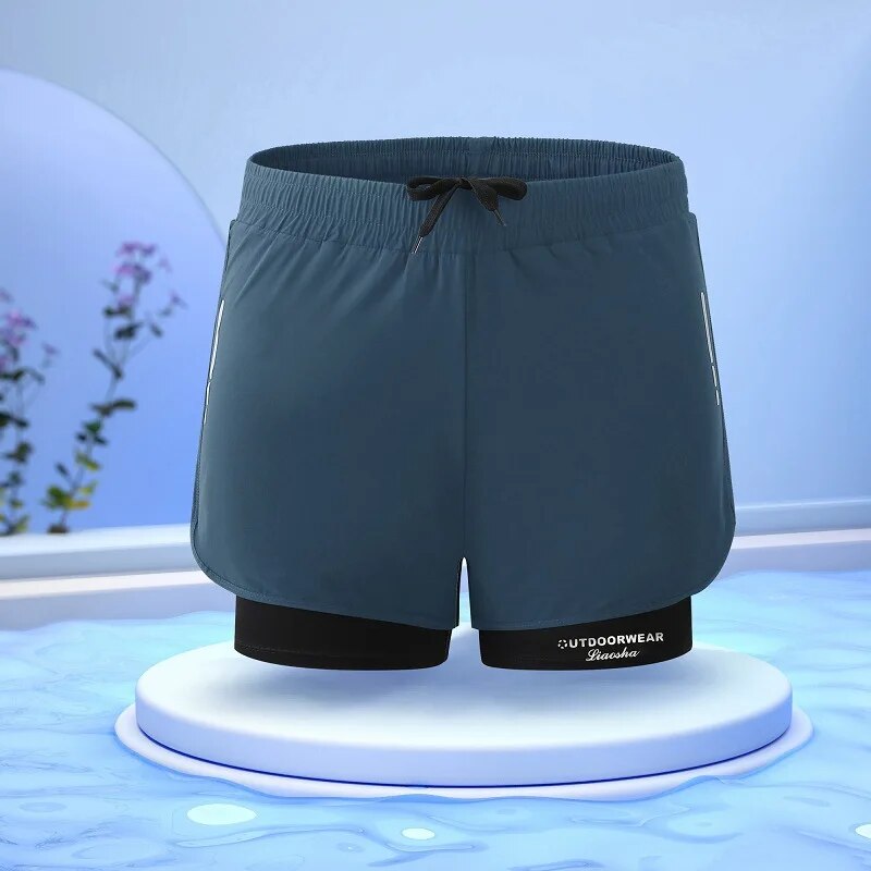 5/1 Aloëbroek voor heren, atletische shorts, tweelaagse zwembroek: stijlvol, sneldrogend en comfortabel geschikt voor strand, zwembad en hete lente!
