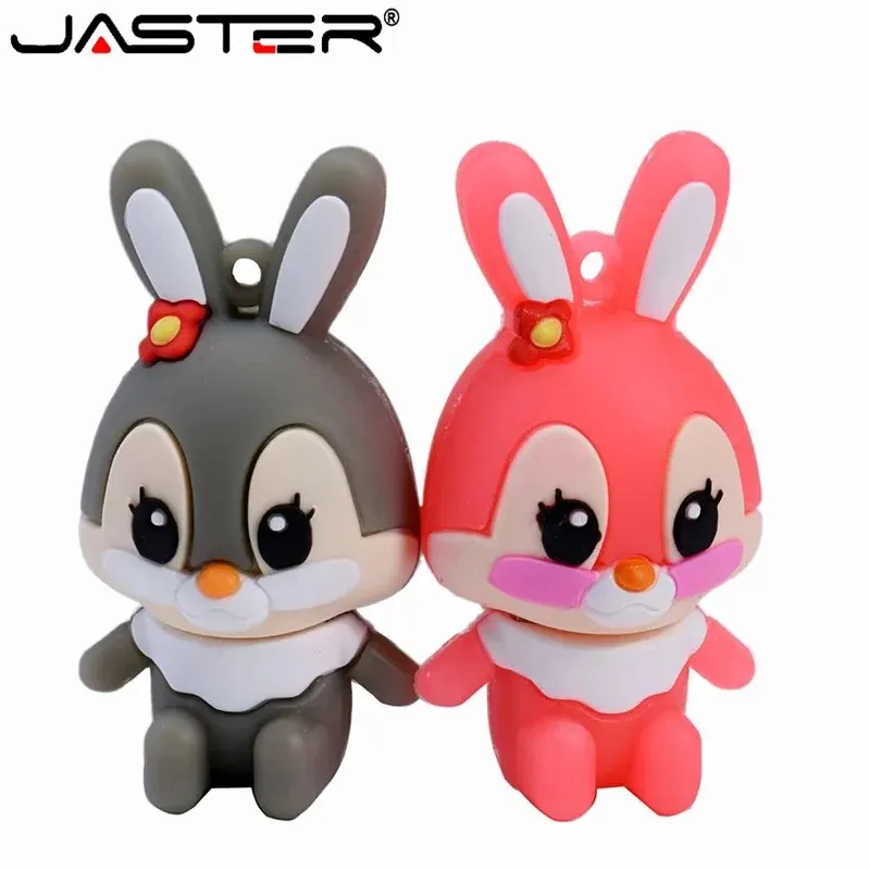 Clé USB Lovely Rabbits, clé USB rose dessin animé, clé USB gratuite, stockage externe, cadeau créatif, 16 Go, 32 Go, 64 Go