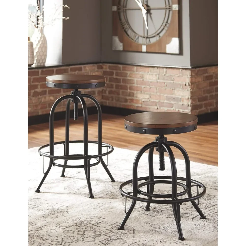 Signature Design by Ashley Valebeck Industrial Pub Height 29.75" Swivel Bar Stool, 2 Count, Brown & Black