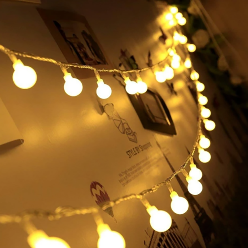 Batteriebetriebene Lichterkette, 33 Fuß 80 LEDs, Camping-Kugellichter, Kugel-Lichterkette für Schlafzimmer, Hochzeit, Weihnachten, Party-Dekoration