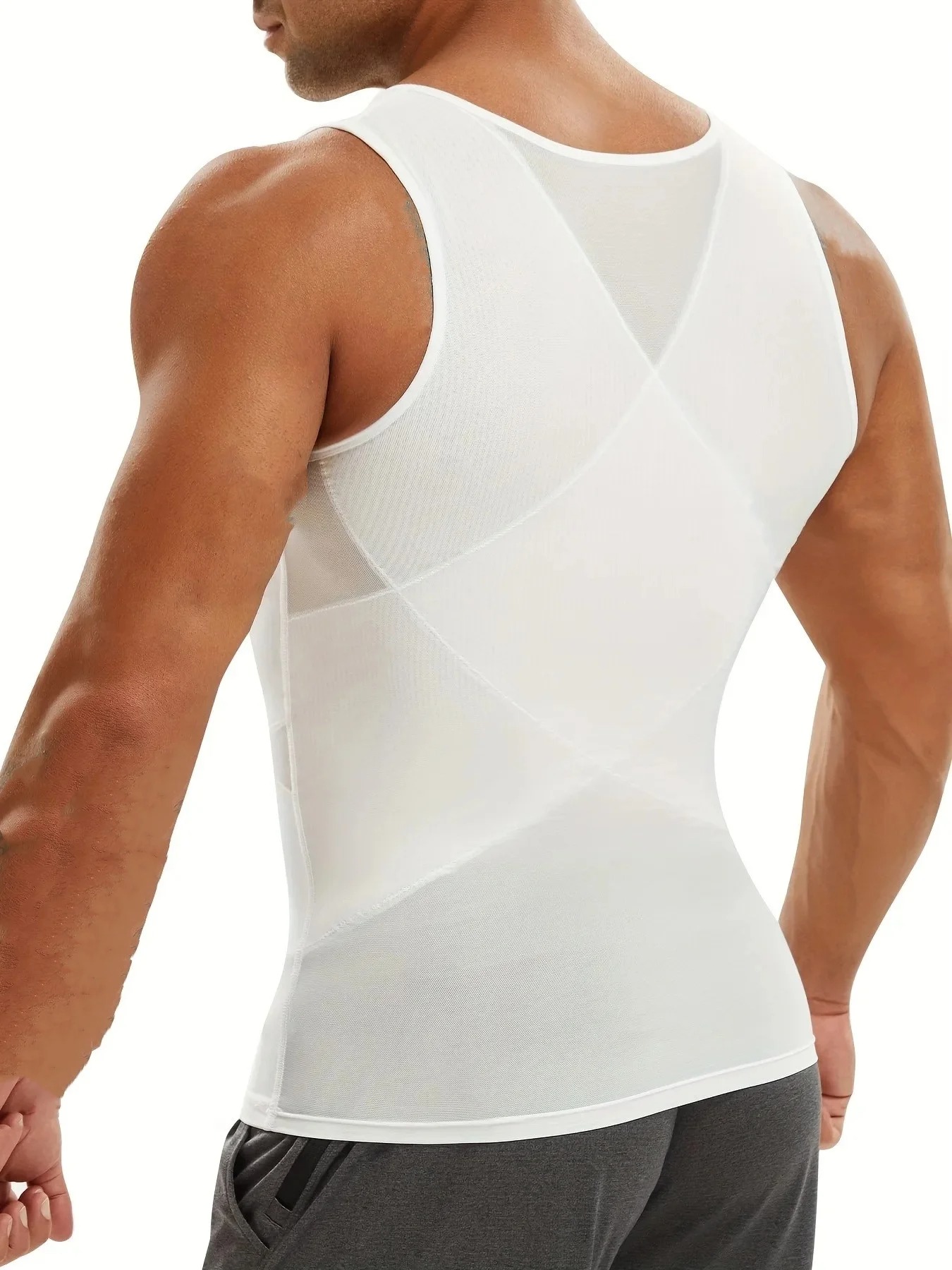 Men's Breathable Compression Tummy Control Undershirt Slimming Body Shaper Sleeveless Tank Top Shaping Spring/Summer Sweatshirt