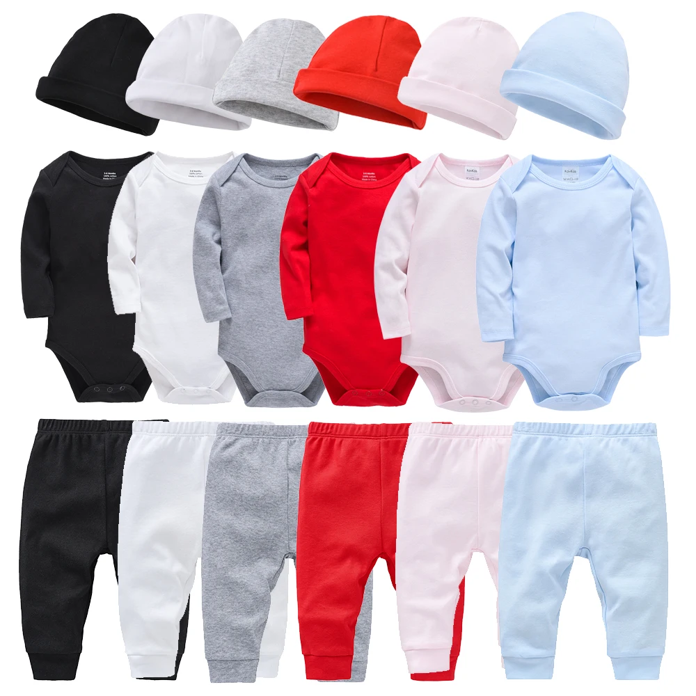 Conjunto de 3 piezas de peleles de algodón 100% para bebé, pantalones, sombrero, colores en blanco, pantalones para niños, ropa lisa para recién nacido, mono de muselina