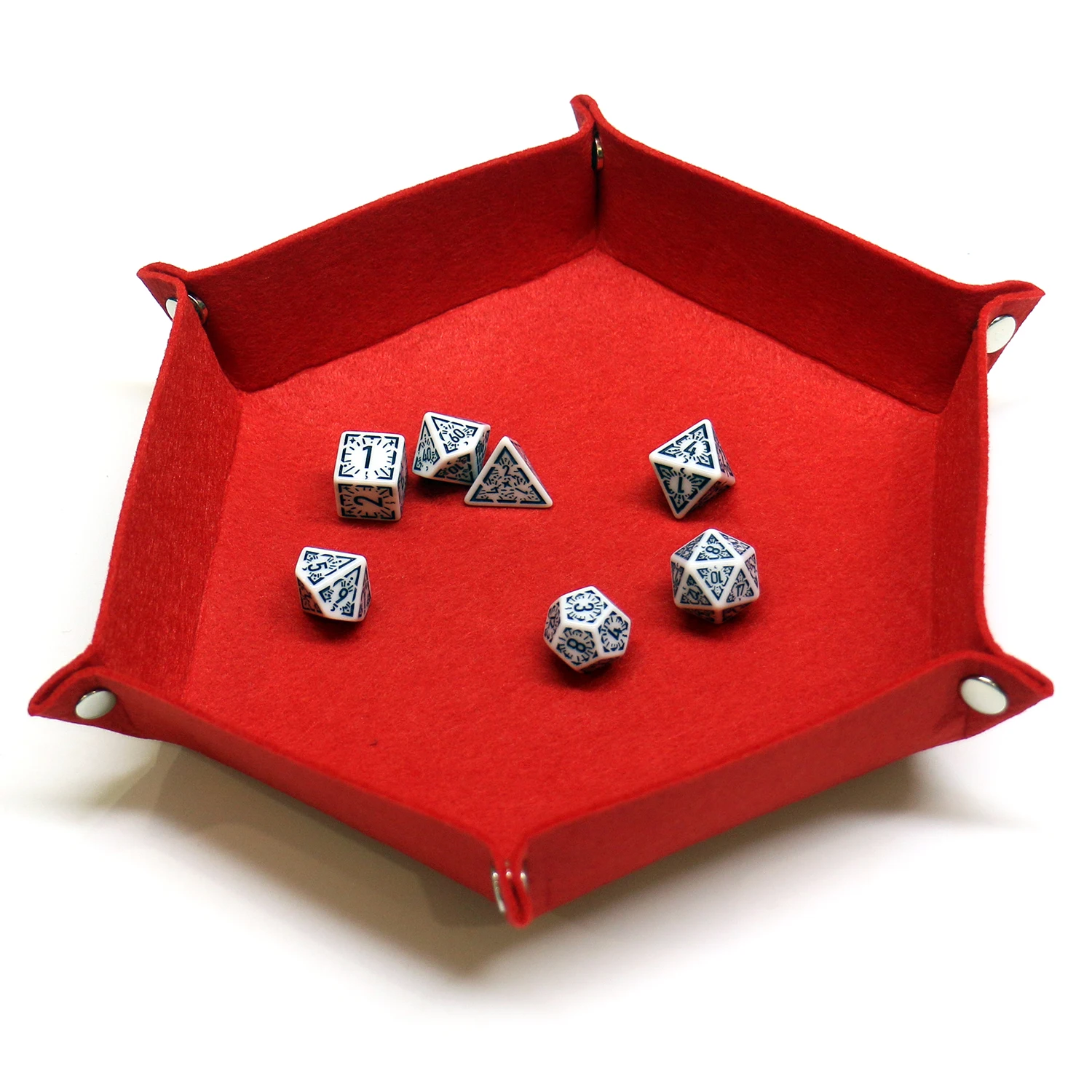 1pc conjunto de bandeja de dados dobrável bandejas de dados hexágono bandeja de rolamento de dados de feltro titular para jogos de dados como rpg e outros jogos de mesa