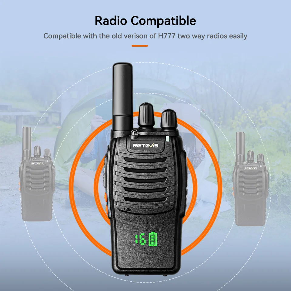 Retevis H777H Portable Two-Way Radio Hidden Display Walkie-Talkie PMR/FRS Communication for Camping 1/2 PCS Set