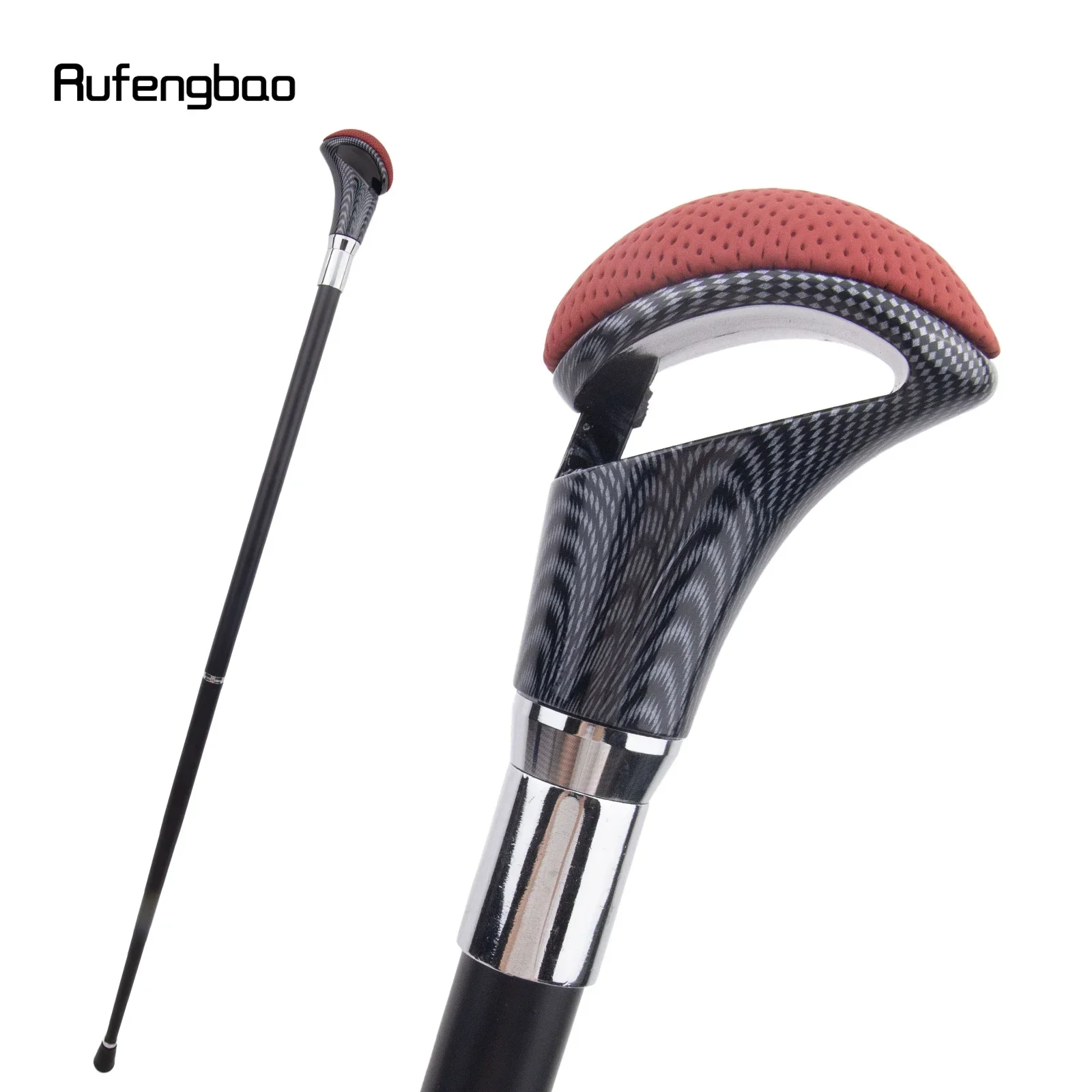 Bastón para caminar plateado de cuero rojo y negro, bastón decorativo a la moda para caballero, bastón elegante para Cosplay, 94cm