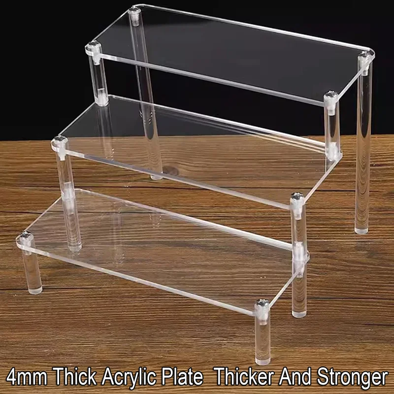 1-4 Etagen Acryl Display Ständer Langlebiges Display Rack für Cupcake Parfüm Puppe Transparente trapezförmige Blind Box Lagerregal