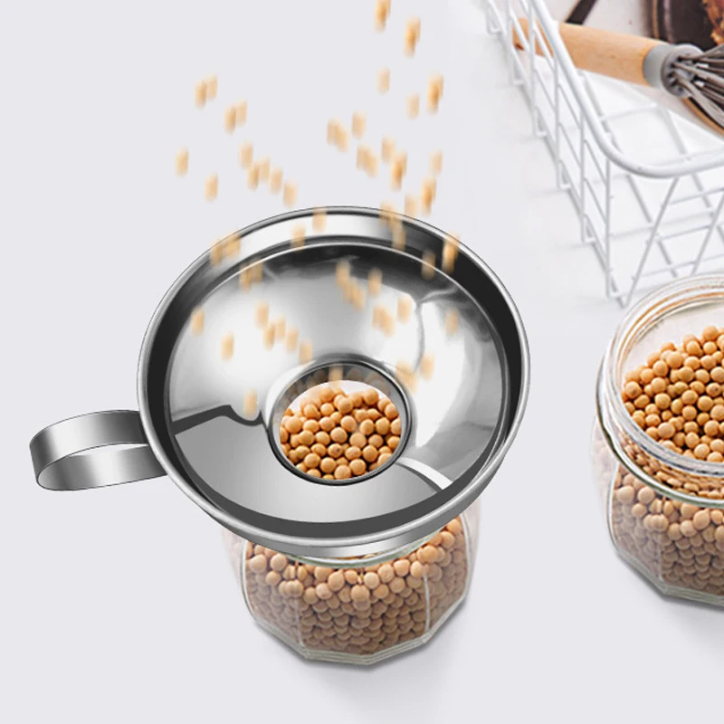 Rất Phổ Biến 2 Kích Thước Thép Không Gỉ Miệng Rộng Đồ Hộp Phễu Trộn Salad Lỏng Phễu Phễu Lọc Dụng Cụ Nhà Bếp Tiện Ích
