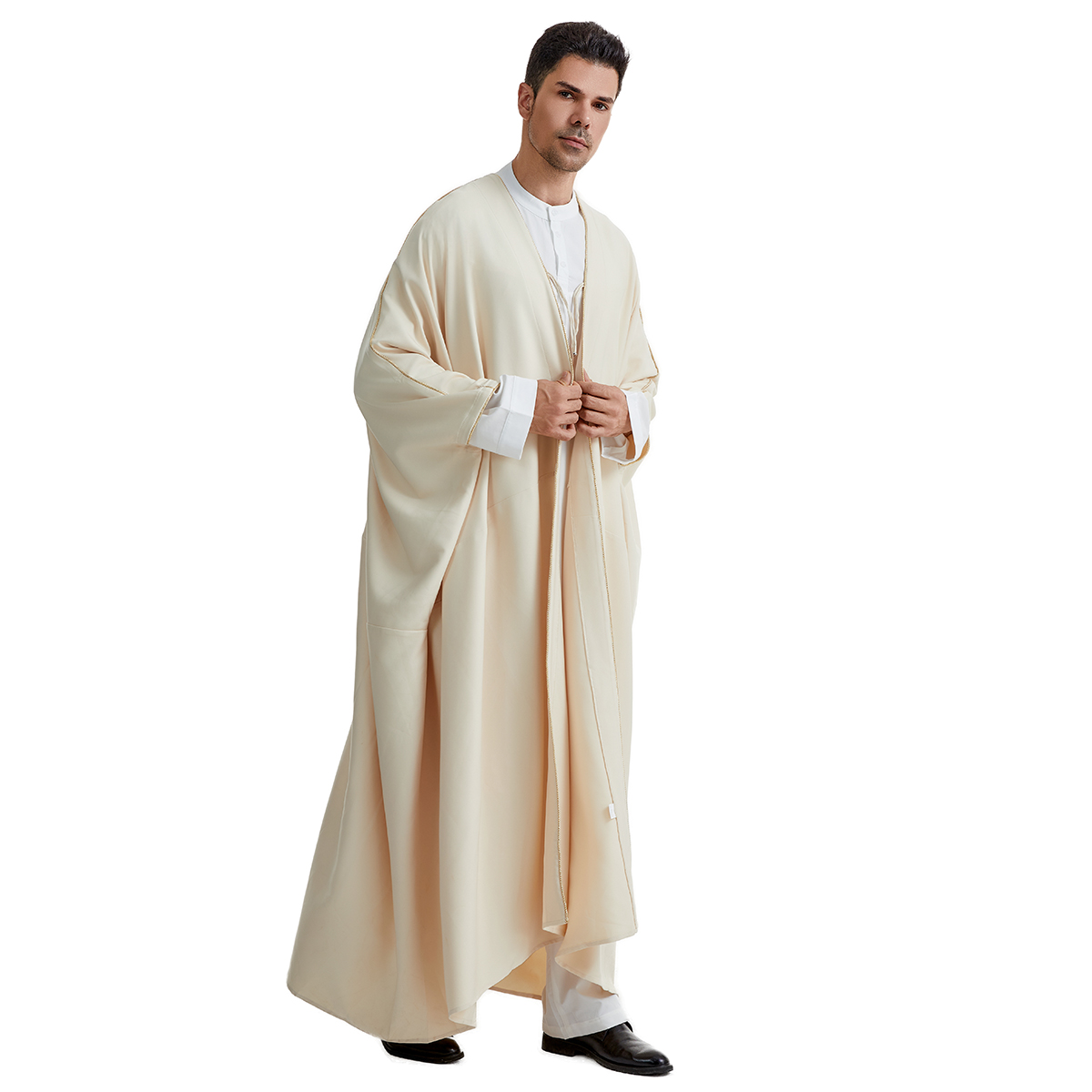 男性用アバヤロングドレス,フロントオープン,イスラム服,ドバイ,サウディア,アラブ,ラージサイズ,th835,2024