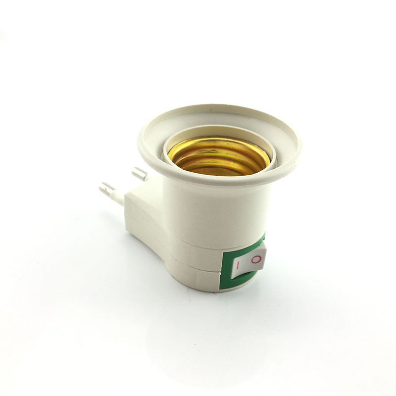 EU LED Đèn E27 Cơ Sở Chủ Chuyển Đổi Cho Ánh Sáng Bóng Đèn Adapter Nữ Ổ Cắm EU Cắm ON/OFF Nút Chuyển Đổi để AC Power 110 v 220 v