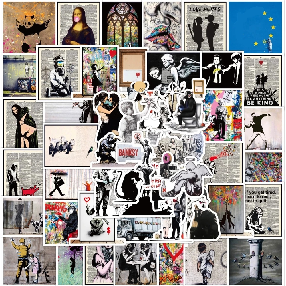 10/30/67 pçs bancosy esculturas flor lançador adesivos estéticos legal arte de rua dos desenhos animados decalques à prova dwaterproof água graffiti telefone portátil