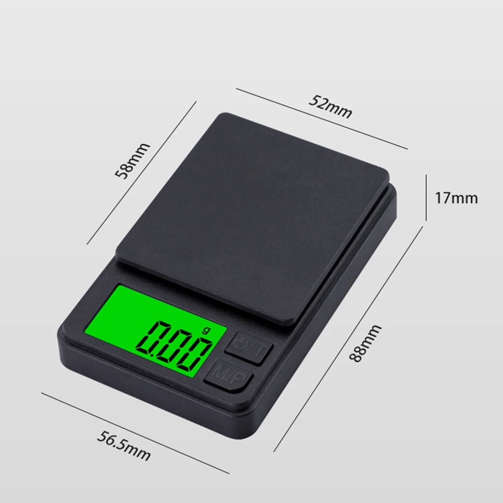 Báscula de bolsillo de precisión 1000 g x 0,01 g - Balanza digital de gramos para joyería de alimentos/granos con LCD retroiluminado - Mini báscula para viajes
