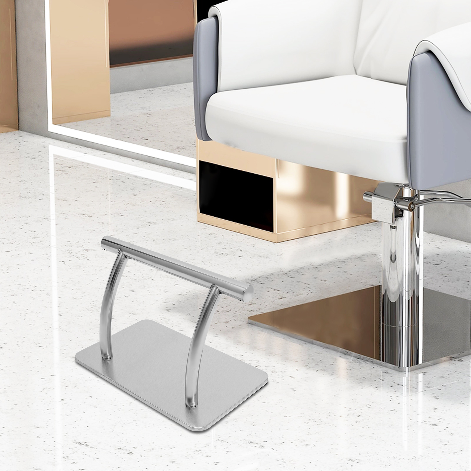 Fußstütze aus Edelstahl für Friseurstuhl, Friseursalon, Fußstütze, Pedalzubehör, Friseursalons, Fußhocker