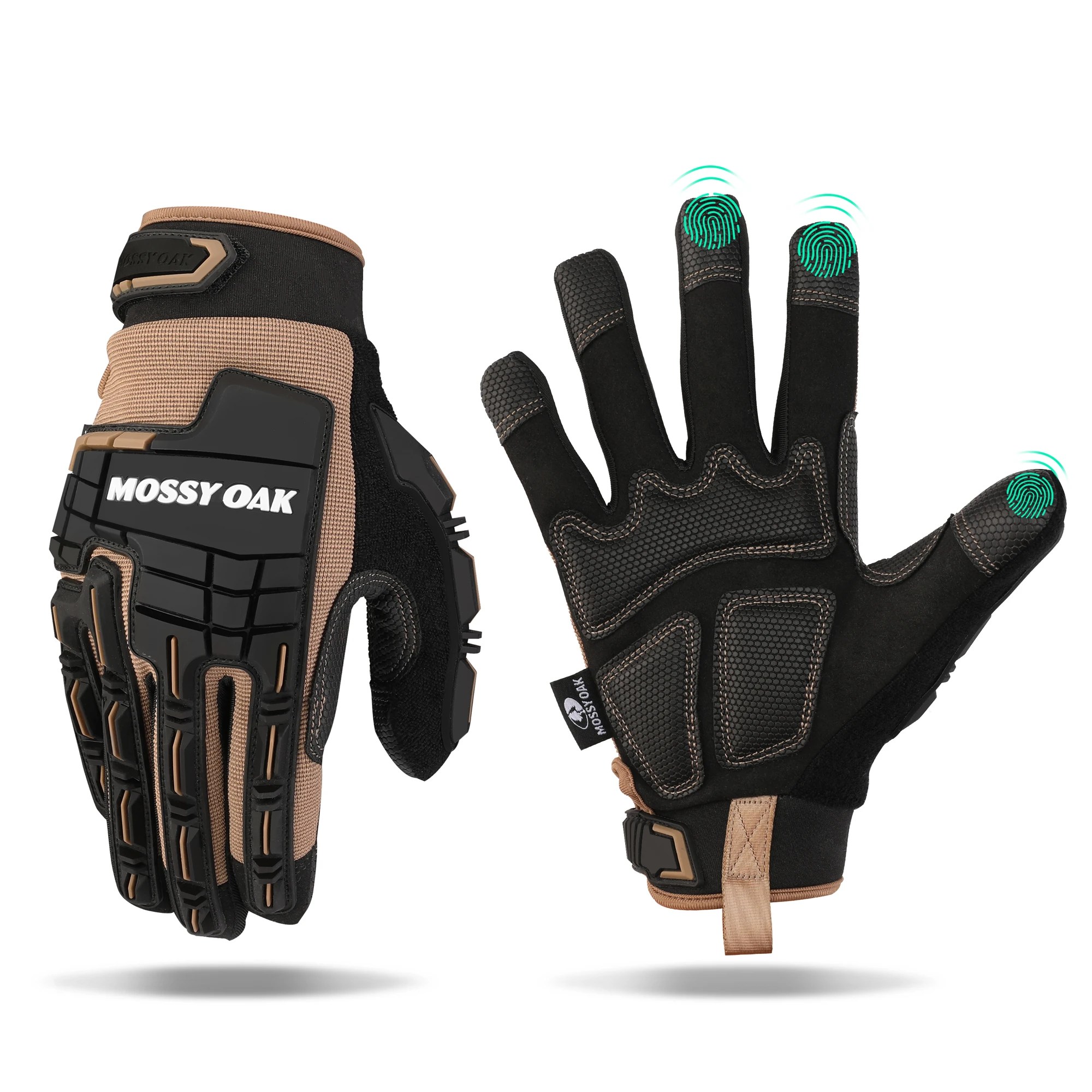 MOSSY OAK guantes tácticos de alta resistencia protector de goma militar guantes protectores de pantalla táctil de dedo completo caza Paintball senderismo