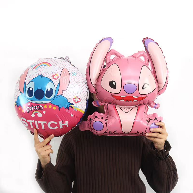 Decoración de cumpleaños de Lilo y Stitch, juego de vajilla temática de fiesta de punto rosa de Disney, globos de Ángel, suministros felices, recuerdos para niñas