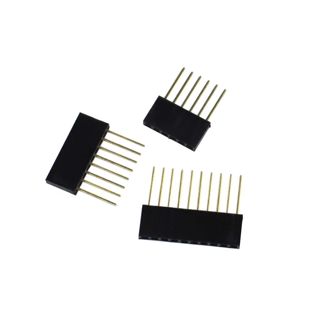 10PCS 2.54mm 단일 행 핀 10MM PC104 긴 여성 핀 헤더 소켓 스트립 쌓을 수있는 PCB 커넥터 Arduino 용 1*6p 8p 10p