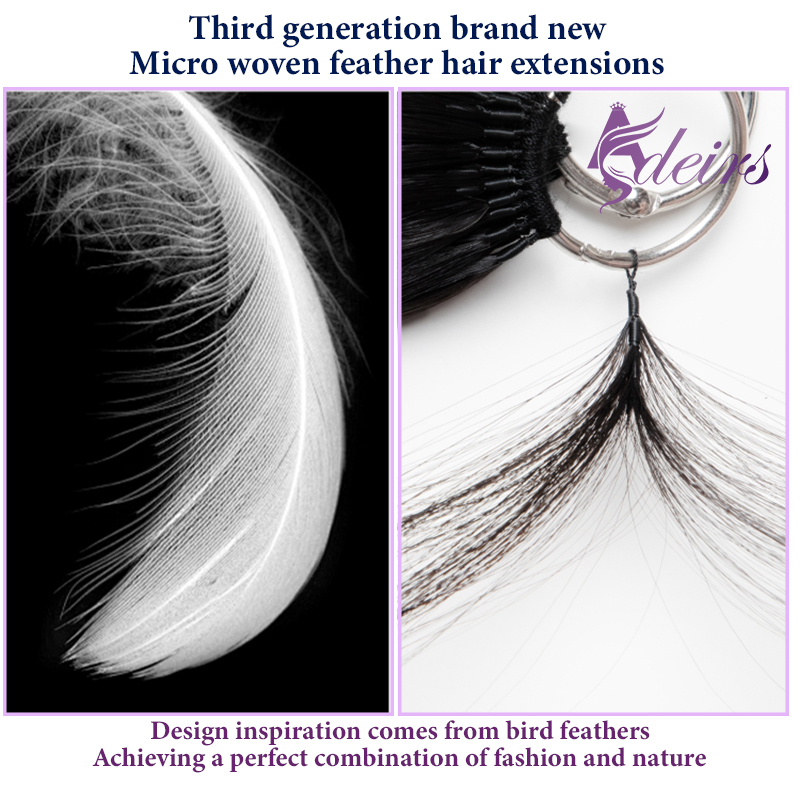 ADEIRS nouvelles extensions de cheveux en plumes 100% cheveux humains vrais cheveux naturels confortables et invisibles noir brun blond droit
