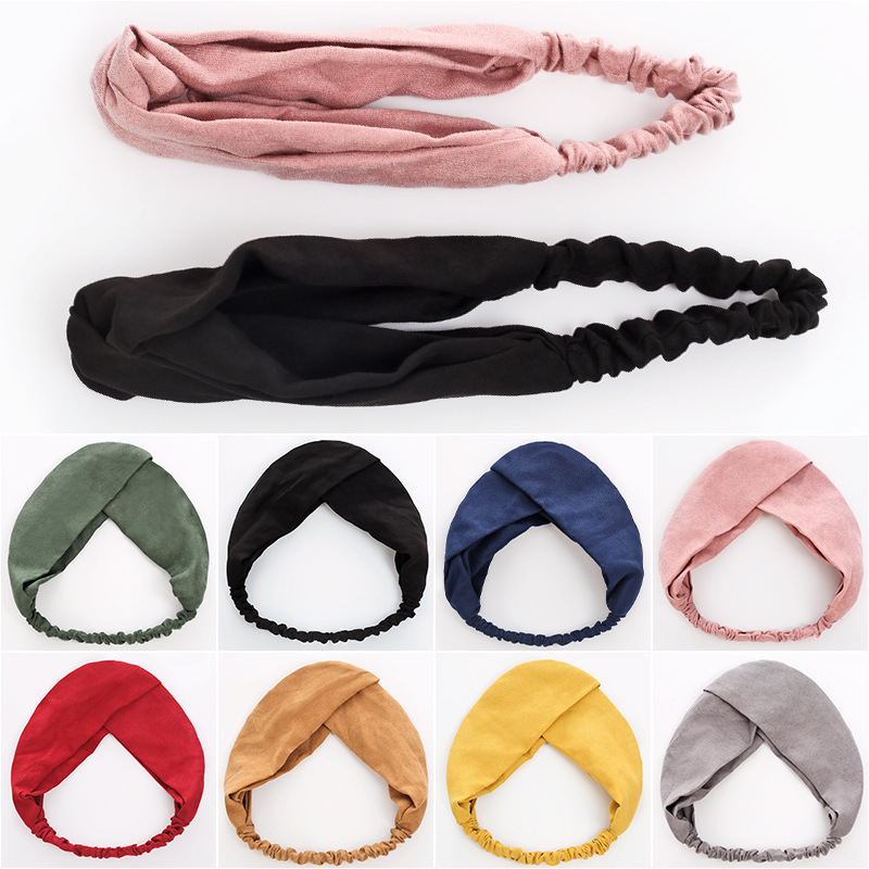 Cross Turban Solid Headbands สําหรับผู้หญิง Twist Knotted Boho Suede ผมสําหรับสาวหวาน Bow Headwrap อุปกรณ์เสริมผม Vintage