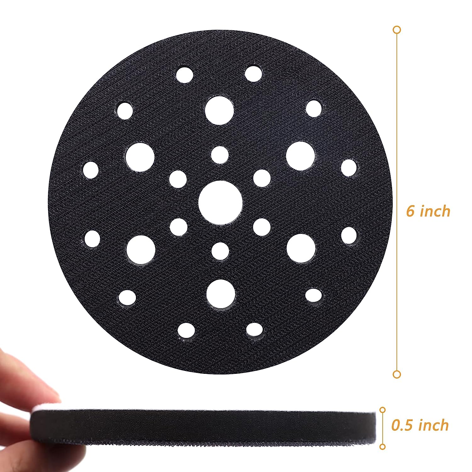 5Pcs Interface Pads 6 Inch 25Hole Hook and Loop Soft Density Foam Sponge Cushion Buffer Backing Pad for Orbital Sander Polishing