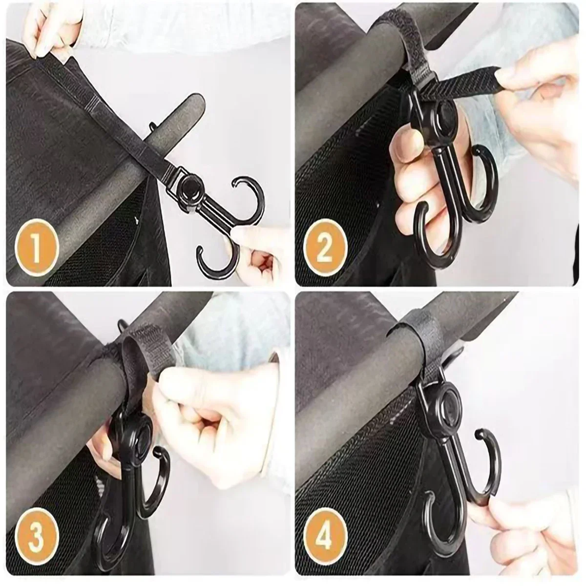 2PCS Rotatable Double Hooks Baby Stroller Travel Accessories Shopping Prop Multifunctional Portable Plastic Hook Pram Hook