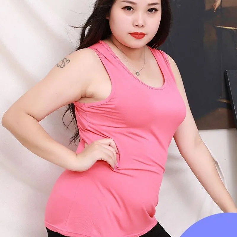 XL bis 8XL Modal-Tanktops in Übergröße, einfarbig, lockere ärmellose T-Shirts, große T-Shirts, Sommerweste, alles passend