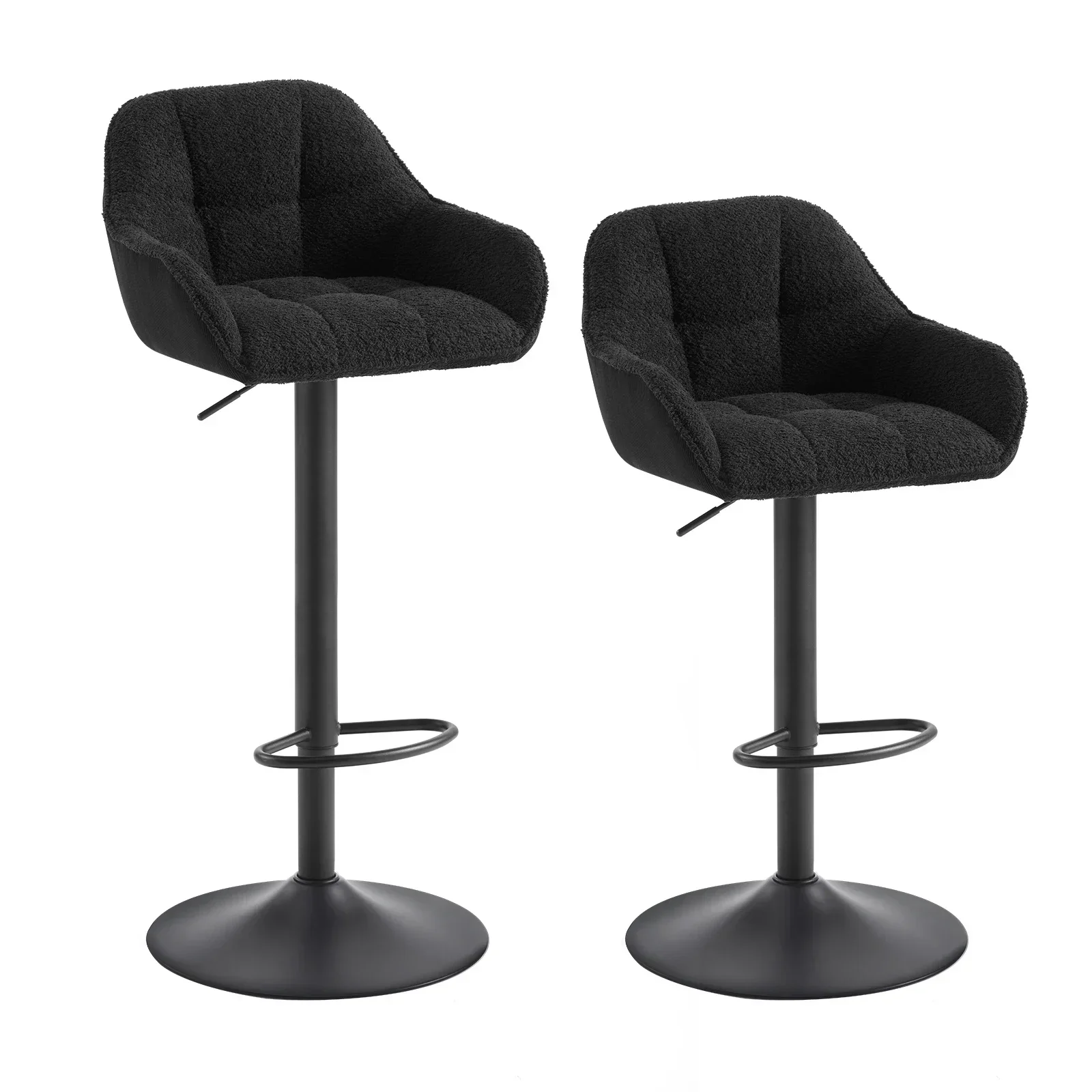 WOLTU 2 unids/set taburetes de Bar taburete de mostrador de bistró de altura ajustable con reposapiés acolchado giratorio sillas de cocina de cordón de chenilla