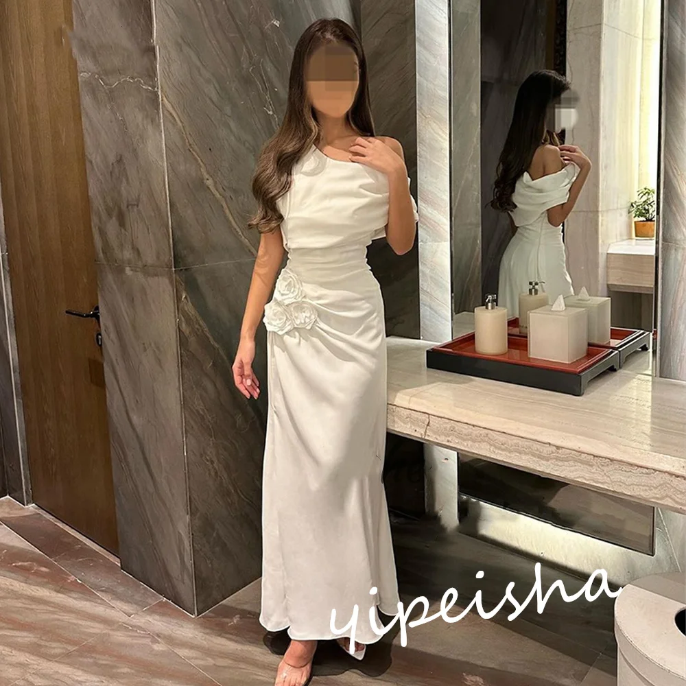 Personalizado jiayigong clássico estilo moderno formal noite de um ombro a linha flores vestidos de ocasião sob medida