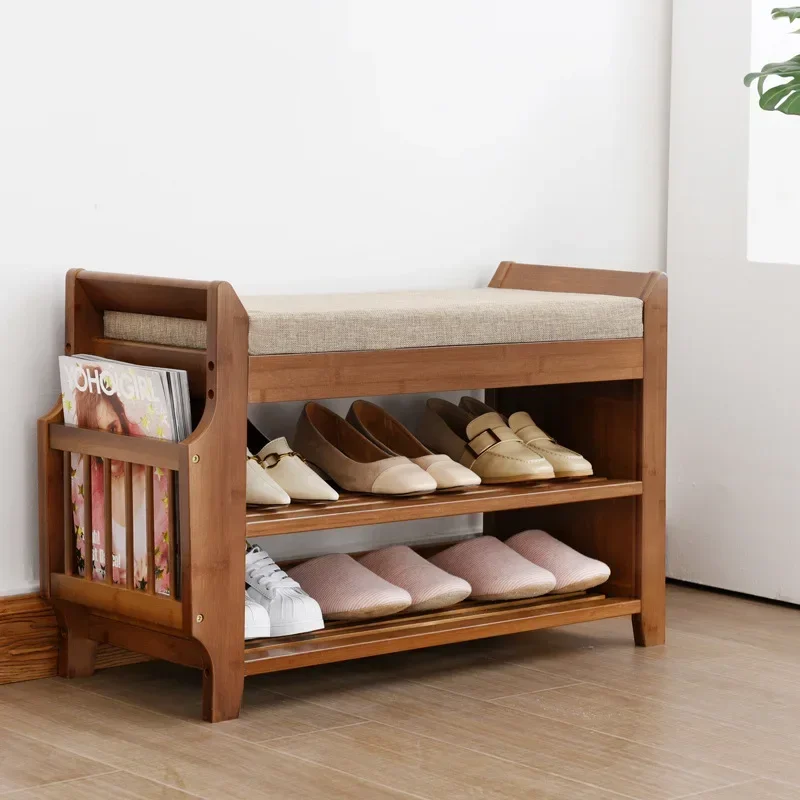 Sapato Armazenamento Rack Banco com Dupla Camada Almofada, Shoe Organizer, Corredor Móveis, Fezes, Assento, Sala de estar, Entrada
