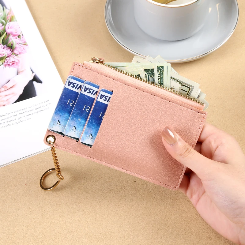 Women's Ultra thin Card Bag Korean Version Zero Wallet Zipper Card Bag Candy Color Bus Student Bank Card Set USD Bag