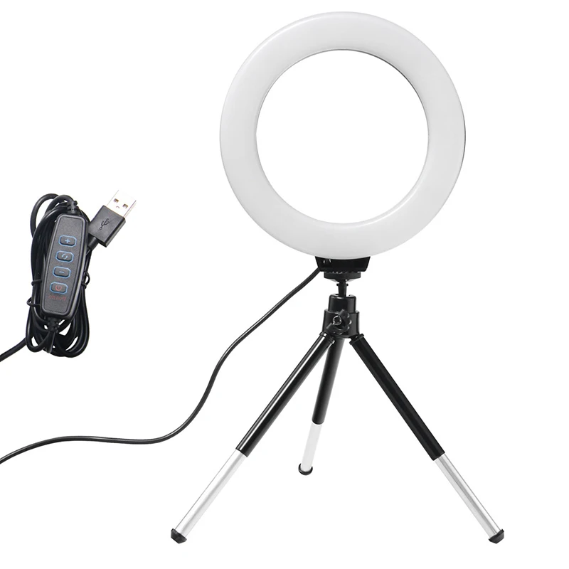 Anillo de luz de 6 pulgadas con trípode, lámpara de anillo brillante Led, borde de luz, iluminación de canciones para fotografía, Selfie, luz de anillo derecha