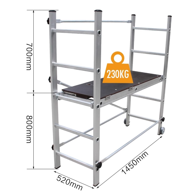 Andamio de aleación de aluminio de 2,2 M, plataforma de elevación plegable, marco de actividad móvil con ruedas portátil, escalera de ingeniería Deformable