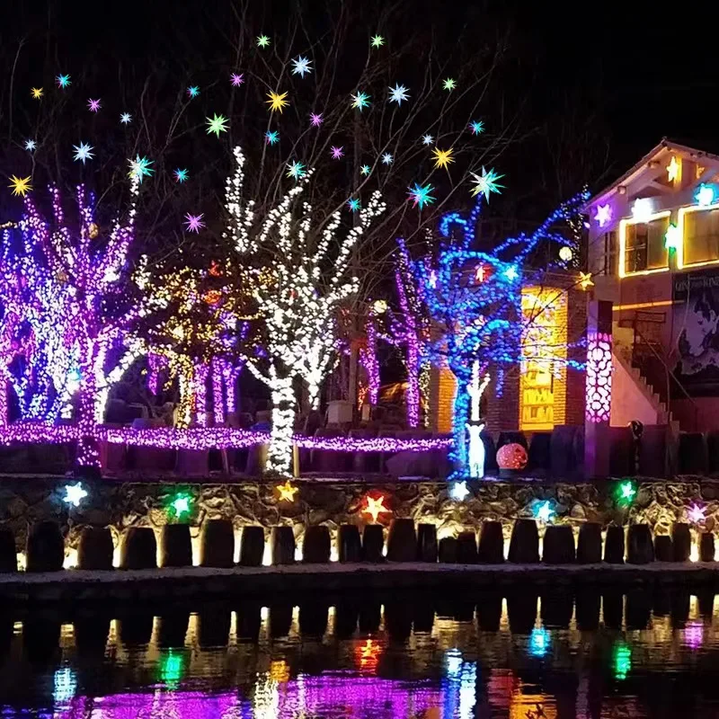 Luz Nocturna explosiva Starburst, lámpara de decoración navideña RGB con Control por aplicación Bluetooth, impermeable para exteriores, árbol y jardín