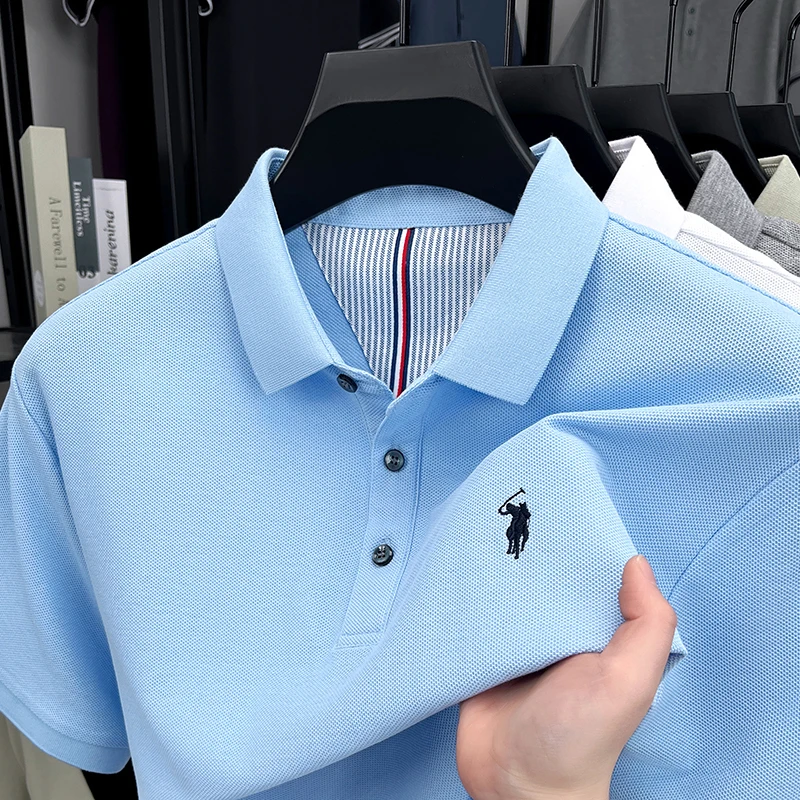 100% algodão puro marca de alta qualidade camisa polo de manga curta masculina verão moda original pônei bordado golfe paul camiseta casual
