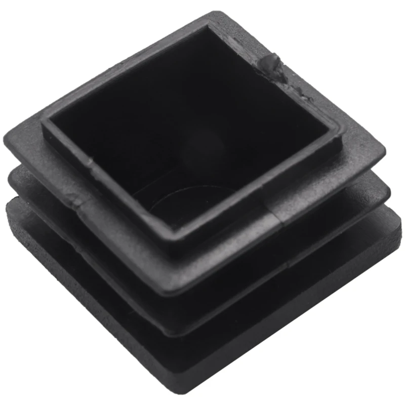 100pcs Plastic Square Tube Inserts End Blanking Caps 20mm X 20mm Black