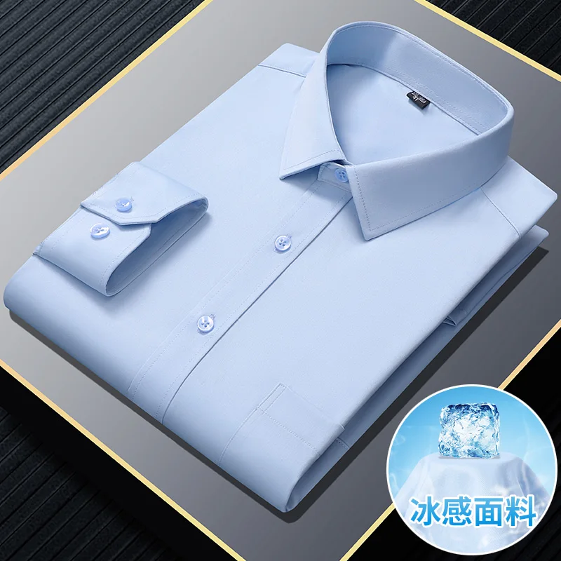 Camicie da uomo antirughe elastiche di alta qualità Maniche lunghe Slim Fit Camisa Business Camicetta formale Camicia bianca sociale da uomo S ~ 8XL