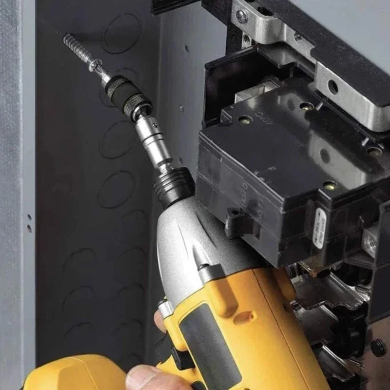 1pc Magnetic Screw Drill Tip, 1/4" Impact Tough Bit Holder With 20° Pivoting , Bendable Extender Quick Change Locking Rotating