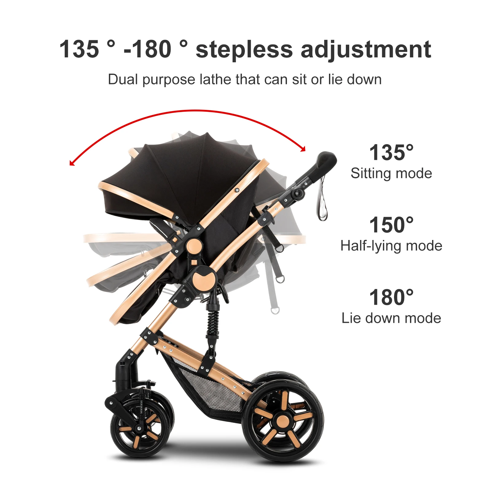 Carrinho de bebê multifuncional 3 em 1, com assento de carro e cesta de dormir, carrinho de bebê leve, compacto, dobrável