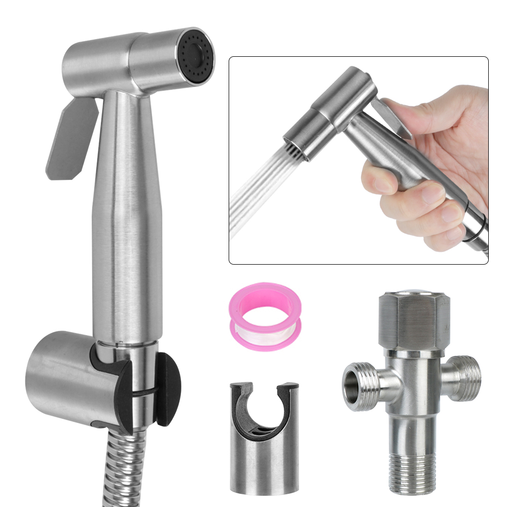 Juego de rociador de bidé para inodoro, rociador de mano para baño, grifo de bidé de mano autolimpiante, cabezal de ducha de acero inoxidable