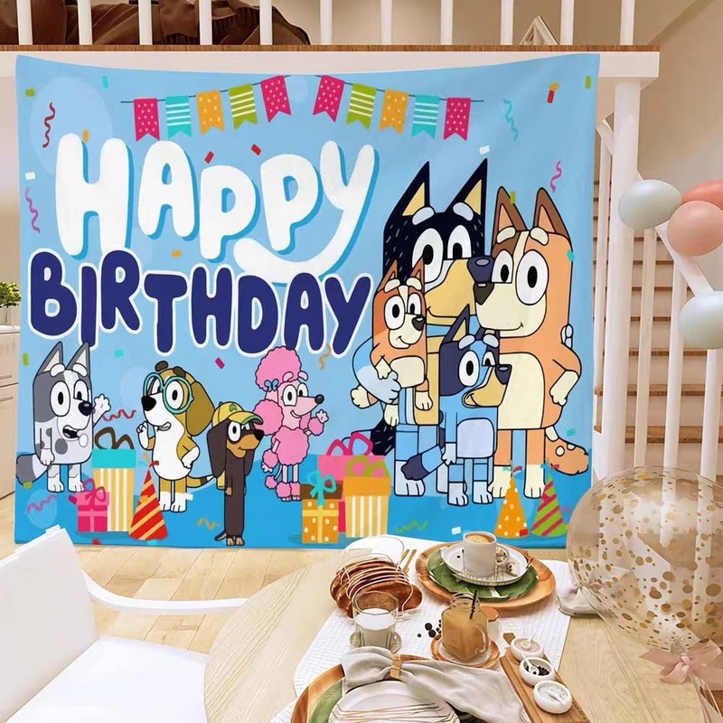 Bluey Elch Geburtstag Hintergrund Banner Anime Bluey Bingo Familie 125x80cm Kindergeburtstag Party Dekoration Hintergrund Tuch