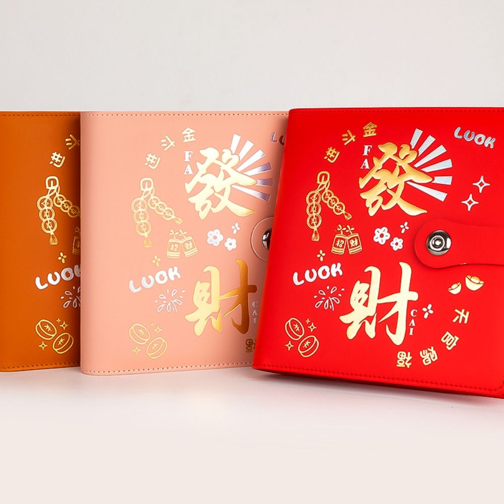 50Sheets Saving Money Binder PU Leather Loose-leaf Colorful Shine Budget Binder Wallet Storage Refillable Account Book